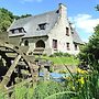 Mill in Brittany by River Aulne With Kayaks