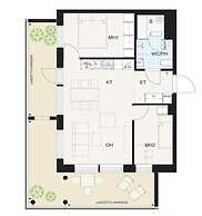 New 2BR Apt with Balcony, Sauna & Great Location
