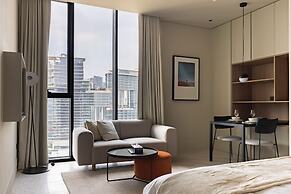 Modern Studio at Upside Living With Burj Khalifa View by Simply Comfor
