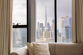 Modern Studio at Upside Living With Burj Khalifa View by Simply Comfor