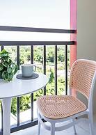 Chic Studio With Balcony & City View Near Airport