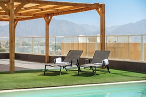 Sunny Rooftop Poolside Panoramic View