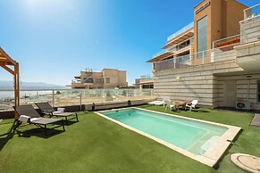 Sunny Rooftop Poolside Panoramic View