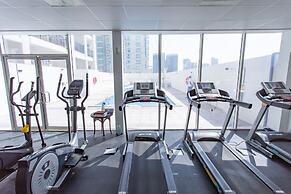 Zen studio with panorama city views