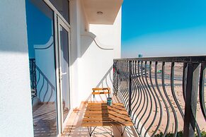 Zen studio with panorama city views