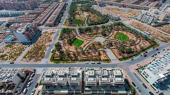 Zen studio with panorama city views
