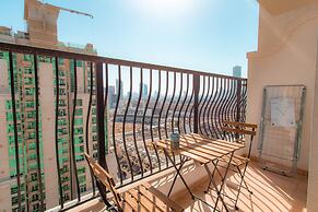 Zen studio with panorama city views
