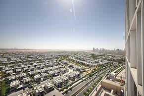 Modern Boho 1BR Sleeps4 Balcony Pool Gym Dxbhills